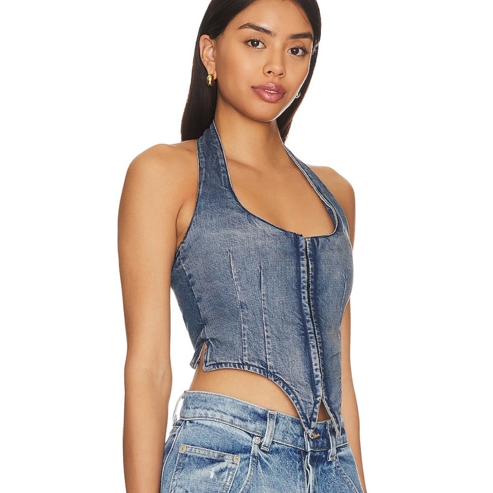 Brand new MIAOU dani vest echo denim top